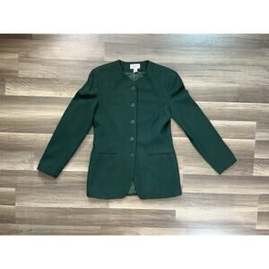 VTG 90’s Talbots Women’s Wool Blazer Jacket Emerald Green 4 USA Tailored Preppy